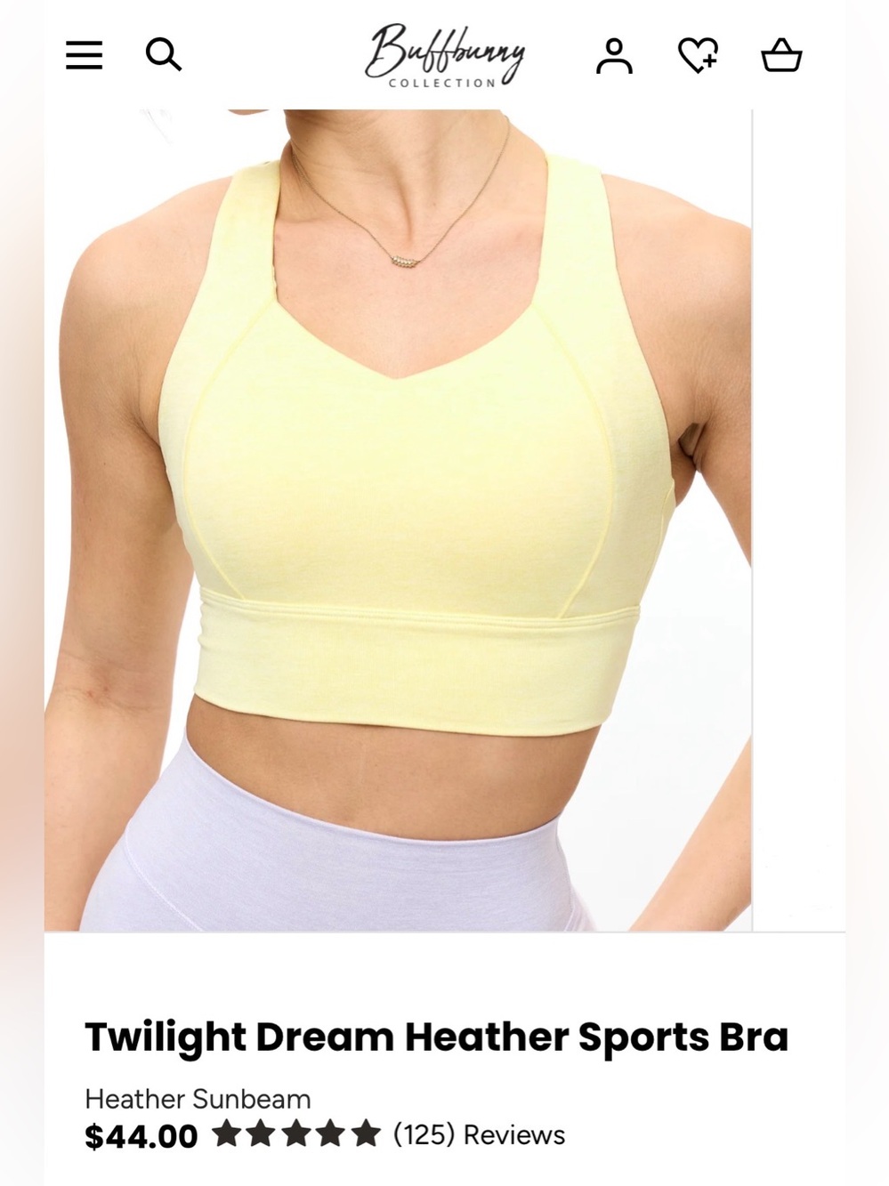 Buffbunny Dream Heather yellow bra large